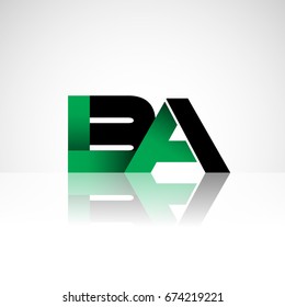 Initial letter BA uppercase modern and simple logo linked green and black colored, isolated in white background. Vector design for company identity.