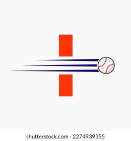 Initial Letter I Baseball Logo With Moving Baseball Icon