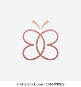 Initial letter BB with abstract butterfly element. minimalist line art monogram shape logo.Typography decorative icon with double letter b.Uppercase initials. Beauty, luxury spa style. - vector