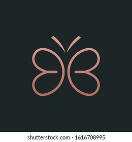 Initial letter BB with abstract butterfly element. minimalist line art monogram shape logo.Typography decorative icon with double letter b.Uppercase initials. Beauty, luxury spa style. - vector