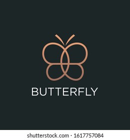 Initial letter BB with abstract butterfly element. minimalist line art monogram shape logo.Typography decorative icon with double letter B initials. Beauty, luxury spa style. - vector