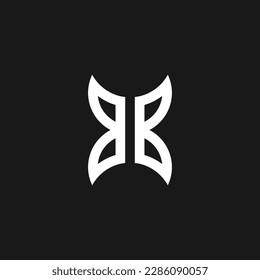 Letra inicial BB con elemento mariposa abstracto. logotipo de forma de monograma de arte de línea minimalista