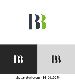 Initial Letter bb b  uppercase modern logo design template elements. green letter Isolated on black white grey background. Suitable for business, consulting group company.
