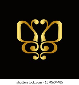 Initial letter bb with butterfly shape, logo vector template