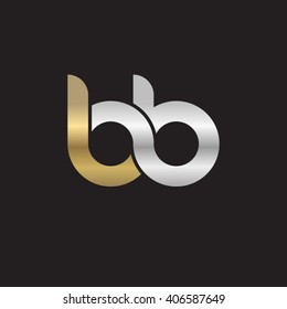 Initial Letter Bb Linked Circle Lowercase Logo Gold Silver Black Background