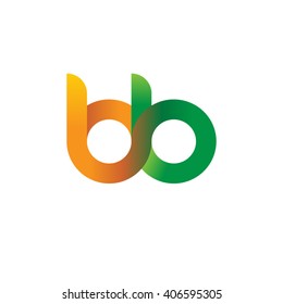initial letter bb linked circle lowercase logo orange green