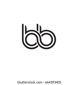 Initial letter bb, linked outline rounded lowercase, monogram black