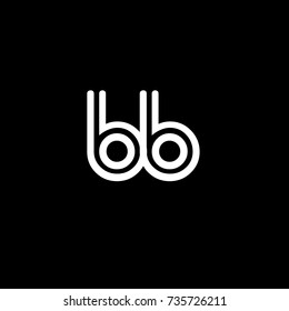 Initial letter bb, linked outline rounded lowercase,  black background