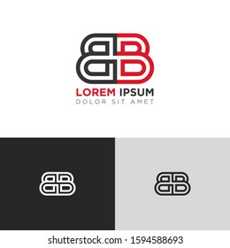 Initial Letter BB linked uppercase overlap modern logo design template. Suitable for business, consulting group company