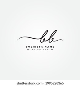 Initial Letter BB Logo - Handwritten Signature Style Logo