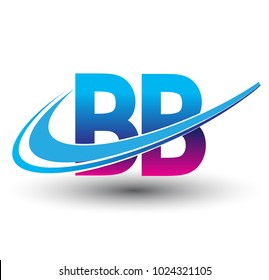 initial letter BB logotype company name colored blue and magenta swoosh design. vector logo for business and company identity.