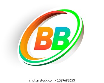 initial letter BB logotype company name colored orange and green circle and swoosh design, modern logo concept. vector logo for business and company identity.
