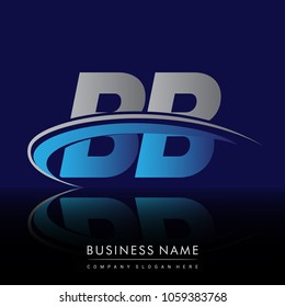 initial letter BB logotype company name colored blue and grey swoosh design. vector logo for business and company identity.