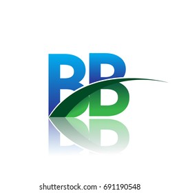 initial letter BB logotype company name colored blue and green swoosh design. vector logo for business and company identity.
