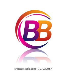 initial letter BB logotype company name orange and magenta color on circle and swoosh design. vector logo for business and company identity.