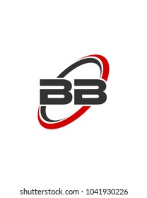 initial letter BB swoosh ring company logo red gray
