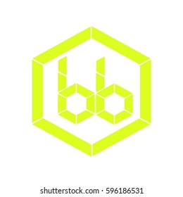 initial letter bb yellow color logo vector
