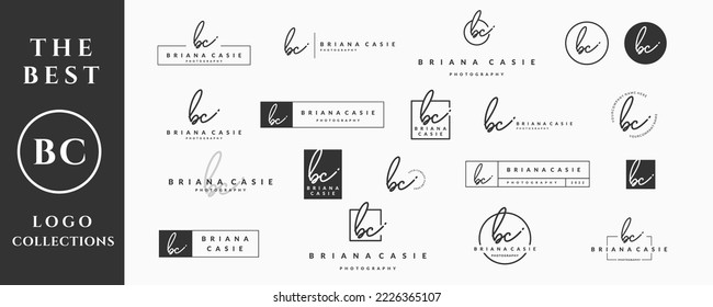 Letra inicial manuscrita del logotipo de BC B, firma y colección de diseño del vector de script