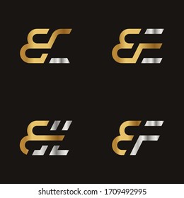 Letra inicial BC BE BH elementos de plantilla de diseño de icono del logotipo BF. Logo de línea moderna con estilo de lujo dorado plateado. Se puede utilizar para negocios, grupos de empresas, consultoría, finanzas. Ilustración vectorial.