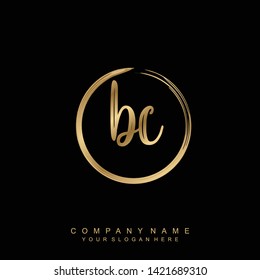 Initial letter BC beautiful handwriting logo vector template