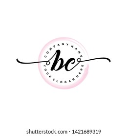 Initial letter BC beautiful handwriting logo vector template