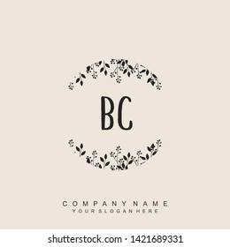 Initial letter BC beautiful handwriting logo vector template