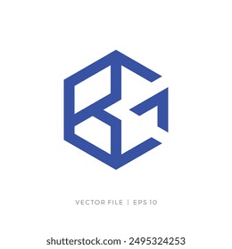 initial letter BC CB hexagon and arrow logo