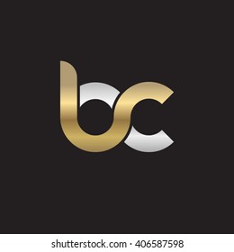 Initial Letter Bc Linked Circle Lowercase Logo Gold Silver Black Background