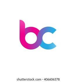 initial letter bc linked circle lowercase logo pink blue purple