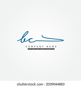 Logotipo de letra inicial BC - logotipo de firma manuscrita