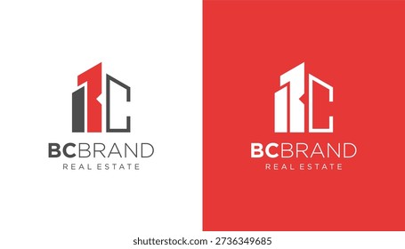 Initial letter BC logo with home roof shape design ideas