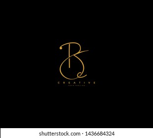 Initial Letter Bc Logo Manual Gold Elegant Minimalist Signature Logo