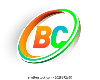 initial letter BC logotype company name colored orange and green circle and swoosh design, modern logo concept. vector logo for business and company identity.
