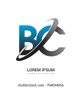 initial letter BC logotype company name colored blue and grey swoosh design. logo design for business and company identity.