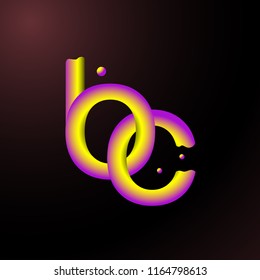 Initial letter bc lowercase modern. style logo liquid with bubble