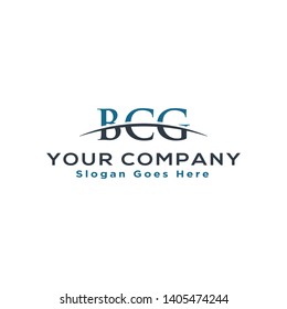 Initial letter BCG, overlapping movement swoosh horizon logo company design inspiration in blue and gray color vector