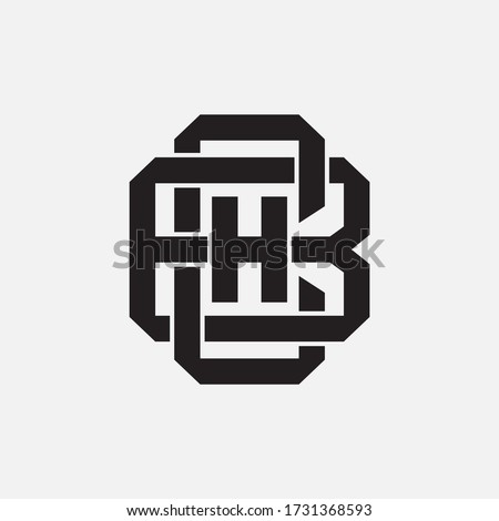 Initial letter BCH, BHC, CBH, CHB, HCB and HBC overlapping, interlock, monogram logo, black color on white background