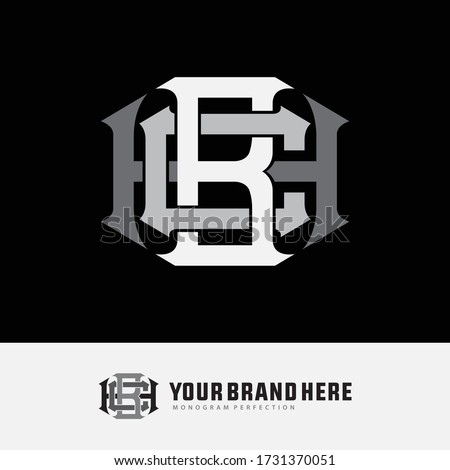 Initial letter BCH, BHC, CBH, CHB, HCB and HBC overlapping, interlock, monogram logo, white color on black background
