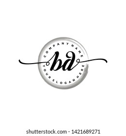 Initial letter BD beautiful handwriting logo vector template