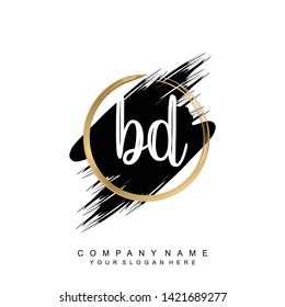 Initial letter BD beautiful handwriting logo vector template