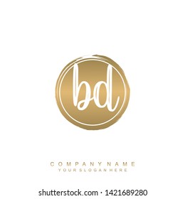 Initial letter BD beautiful handwriting logo vector template