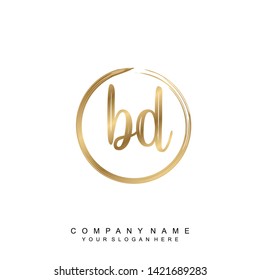 Initial letter BD beautiful handwriting logo vector template