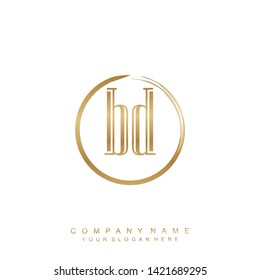 Initial letter BD beautiful handwriting logo vector template