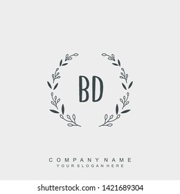Initial letter BD beautiful handwriting logo vector template
