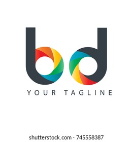 Initial Letter BD Curve Rounded Design Logo
