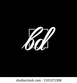 Initial letter BD DB minimalist art monogram shape logo, white color on black background
