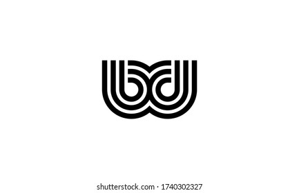 diseño inicial de logotipo de conexión B y D con estilo de línea