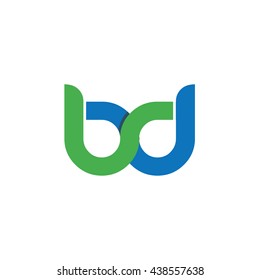Initial Letter BD Linked Circle Lowercase Logo Green Blue