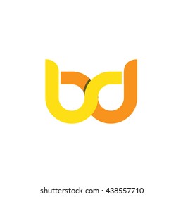 Initial Letter BD Linked Circle Lowercase Logo Yellow Orange