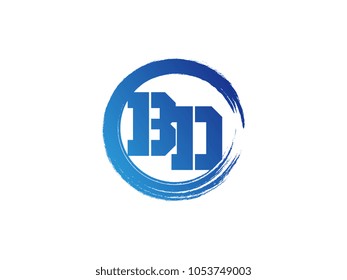 Initial letter BD logo with blue zen brush